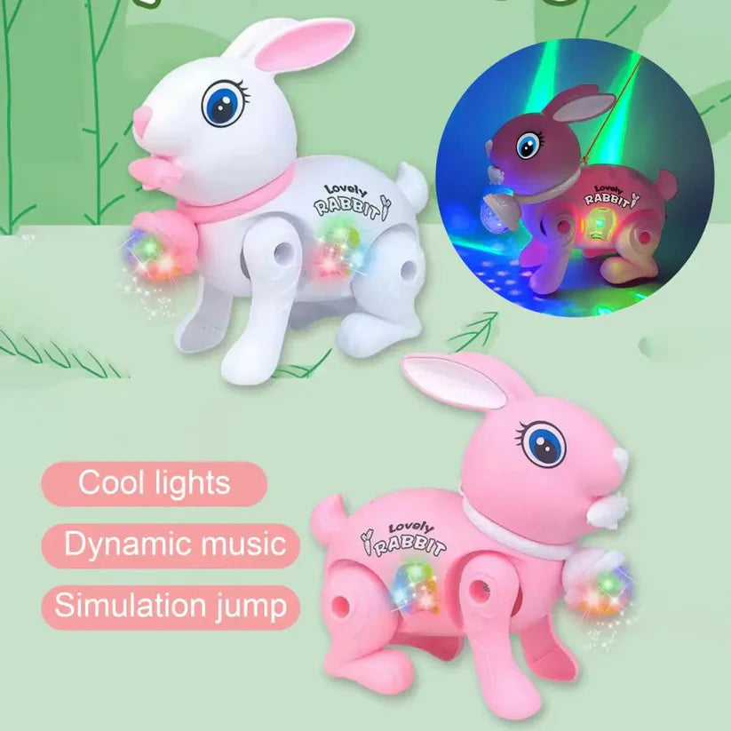 Electric Walking Rabbit Toy with Music & LED for Kids