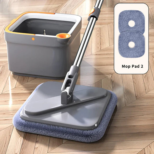 Effortless Clean Spin Mop: Auto-Squeeze Flat Mop & Bucket with Reusable Microfiber Pads